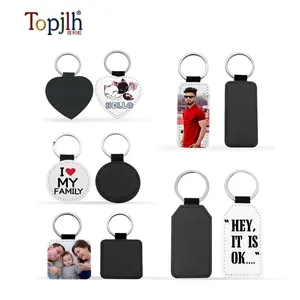 Topjlh Runde/Herz/Quadrat/Rechteck/Sechseck Neuankömmling Benutzer definierte druckbare Sublimation Blank PU Schlüssel bund für Geschenke