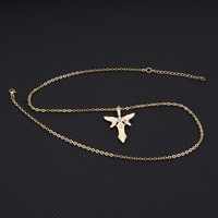 Collier en or avec ailes d'ange et épée croisée, incrusté de pierres bleues, style punk hip hop, pendentif en métal, bijoux unisexes tendance 1398