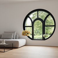 Ventana redonda de aluminio templado doble personalizada Sunnysky, diseño moderno con estilo de arco fijo abierto para uso de Villa, venta al por mayor