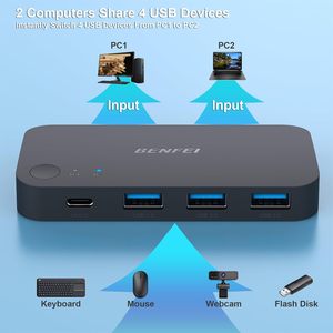 Conmutador USB <span class=keywords><strong>BENFEI</strong></span> 2 en 4, Admite una Velocidad de Transferencia de Datos de hasta 5 Gbps, con 3 Puertos USB 3.0 y 1 Puerto USB-C - Product Image 4