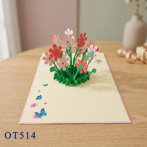 Ramo de Flores Pop 3D, Diseño Personalizado, Arte en Papel Hecho a Mano en Vietnam, Mejor Precio, Alta Calidad, Tarjeta de Felicitación al por Mayor, Decoración del Hogar - Product Image 5
