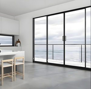 Porte coulissante moderne simple en aluminium étroite à double vitrage en verre trempé, isolation phonique, caractéristiques d'économie d'énergie, intérieur/extérieur - Product Image 1