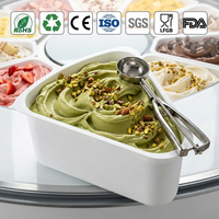 Boîte de rangement triangulaire en PP de 4 L pour gelato, avec couvercle, pour magasin de desserts glacés