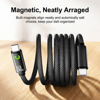 Kabel USB Type-C Magnetik 240W, Kabel Pengisi Daya Tembaga Murni Berlapis Nilon untuk Ponsel dan Tablet