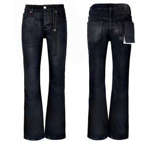 Jeans Streetwear con Logo Ricamato Personalizzato, Pantaloni Retro Skinny a Zampa, Vestibilità Slim per Uomo - Product Image 2