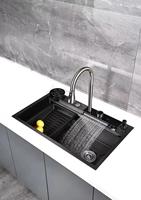 Évier de cuisine simple en acier inoxydable 304 avec robinet extractible en laiton