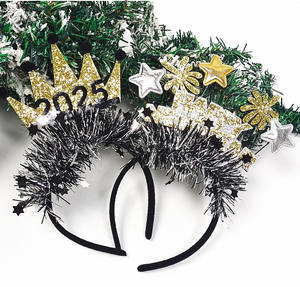 Fasce per feste di capodanno 2025 strisce oro nero fasce per la testa per eventi decorazioni per la vendita calda di Natale capodanno - Product Image 5