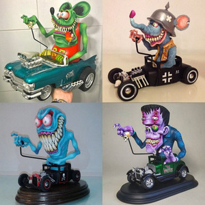 Figurine de tête de Rat Fink de Halloween, Poupée de tête Big Daddy, Décoration de bureau, Objets de décoration, Cadeaux, Sculpture, Modèle - Product Image 2