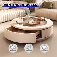 Table basse de rangement laquée blanche style crème, luxe léger, sens du luxe, salon, table basse ronde pour la maison, LT-2393