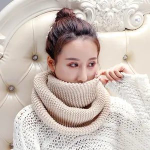 New Style ribbed twist knit solid color neck scarf cashmere womens thick knit winter infinity circle loop scarf