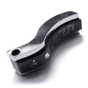 실버 블랙 2 톤 컬러 조각 그리스 키 패턴 S 펜던트 남성용 목걸이 보석 - Product Image 4