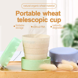 Mini taza plegable portátil de paja de trigo, vaso telescópico de plástico, ideal para viaje, oficina, café, té, novedad de 2021 - Product Image 1