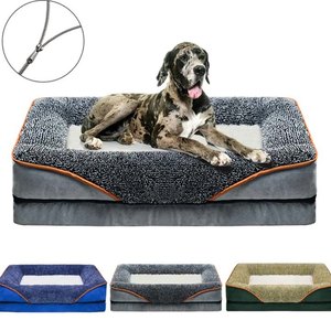 Lit orthopédique pour <span class=keywords><strong>chien</strong></span> en mousse à mémoire de forme, grand, carré, doux, moelleux, lavable, imperméable, en velours rose, écologique, pour cage ou carton - Product Image 5