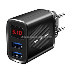 อะแดปเตอร์ชาร์จโทรศัพท์มือถือแบบพกพา ช่องเสียบ USB คู่ รองรับ QC2.0 ชาร์จเร็ว 20W พร้อมหน้าจอ LED แสดงผลแบบดิจิตอล วัสดุทนไฟ - Product Image 1