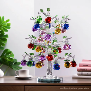 Statue Pomme en Cristal Plaqué Or, Symbole <span class=keywords><strong>de</strong></span> Richesse et d'Abondance, Cadeau d'Affaires Porte-Bonheur, Décoration <span class=keywords><strong>de</strong></span> Cérémonie, Cadeau pour Chef - Product Image 3