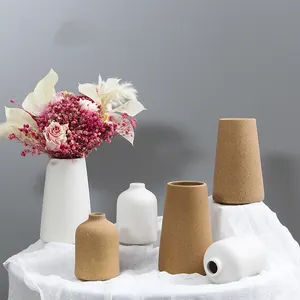 Vaso de cerâmica de estilo nórdico, vaso para flores fofo, pequeno, redondo, plano, conjunto de vasos, para decoração de casa