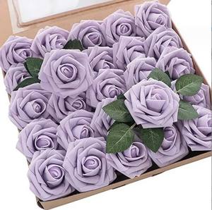 Rosa Artificial de Espuma de 8 cm con Hoja y Tallo, Centros de Mesa, Decoración del Hogar, Decoración para Bodas, Cumpleaños, Navidad, Dí<span class=keywords><strong>a</strong></span> de San Valentín - Product Image 6