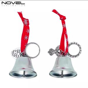 Adorno Navideño de Campana Metálica para Sublimación, Colgante Navideño para Decoración de Árboles Navideños con Cinta de Seda - Product Image 4