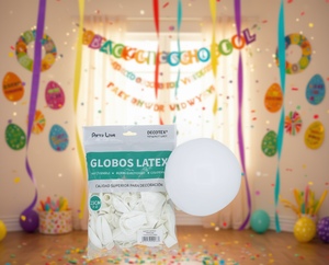 Globos de látex Party Love de 25 cm, color blanco, para decoración de fiestas, cumpleaños, regreso a clases, Pascua - Product Image 2