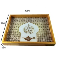 Eid Geschenk Aufbewahrung sbox Party Dekoration Islam Muslim Party liefert Geschenk LED Ramadan Eid Essen Serviert ablett Holz Dessert teller