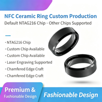 Bague intelligente NFC en céramique haut de gamme personnalisée avec puce NTAG216 CUID, bague RFID passive pour le contrôle d'accès et les cartes de visite professionnelles