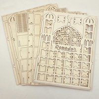 Nicro Creative Artisanat en bois islamique musulman, Décoration 30 jours jusqu'à l'Eid, Ornements de maison en forme de château, Calendrier de l'Avent du Ramadan DIY
