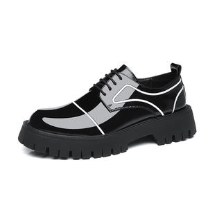 Zapatos de Hombre Estilo Británico con Punta Redonda, Suela Gruesa, Calzado Formal y Casual de Negocios, Zapatos de Cuero con Suela Gruesa para Hombre, de Una Pieza - Product Image 1