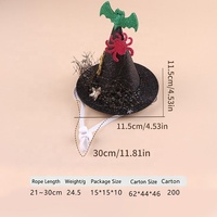 Chapeau de sorcier en feutre pour animaux de compagnie, thème Halloween, avec décoration yeux de chauve-souris et toile d'araignée, léger, accessoires photo pour fêtes, pour chatons et petits chiens