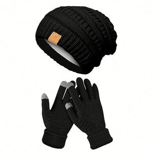 Women Men <b>Beanie</b> Winter <b>Hat</b> Set Thick Knitted Cap Touchscreen Warm Knit Texting Gloves Unisex Promotional Gift - Product Image 4
