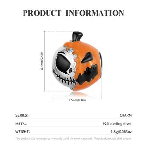 Fashion Gift 925 Sterling Silver Magic Skull Pumpkin Pendant Beads Halloween Jewelry <strong>Charm</strong> for Women Bracelet DIY Dropshipping - Product Image 5