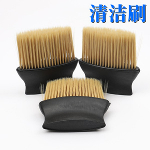 Brosse de nettoyage intérieur de voiture, tête plate noire, poils jaunes effilés, élimination de la poussière, usage domestique, manuelle, manche en PP, 115 mm - Product Image 5