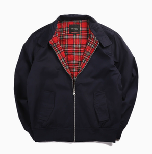 Chaqueta Bomber Harrington para Hombre Talla Grande, Azul Marino con Forro Tartán, Cierre de Cremallera, Ropa Exterior Informal para Otoño e Invierno - Product Image 3