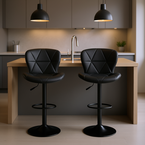 Ensemble de tabourets de bar modernes réglables en similicuir pivotants avec dossier pour îlot de cuisine et usage commercial - Product Image 2