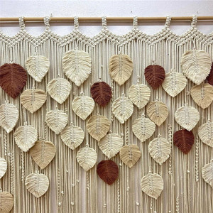 Nouveau rideau mural en <span class=keywords><strong>macramé</strong></span> personnalisé avec des feuilles, rideau en <span class=keywords><strong>macramé</strong></span> pour mariage, toile de fond W9199 - Product Image 2