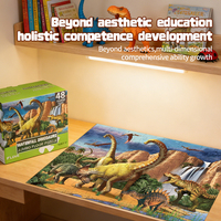 Puzzle en bois Montessori personnalisé de 48 pièces sur le thème des dinosaures, jeu éducatif d'apprentissage des animaux pour enfants