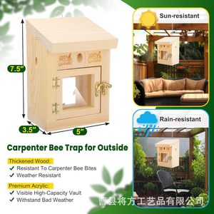Nouvelle boîte d'élevage d'abeilles en bois transfrontalière, piège à insectes suspendu, cabane piège à insectes de jardin - Product Image 1