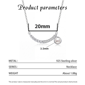 Copper Twisted <b>Rope</b> CZ Bar Freshwater Pearl Charm Necklace Curved Horizontal Minimalist Jewelry for Women - Product Image 6