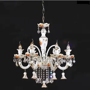 Candelabros de luxo clássicos peças centrais lustre de cristal de casamento fábrica vela de casamento lâmpada pendurada de cristal branco