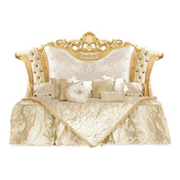 Suite de chambre à coucher victorienne de taille King Mobilier de chambre à coucher en bois personnalisé avec commode miroir Ensemble de motifs floraux