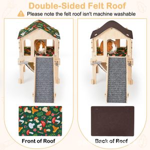 Wooden Guinea Pig Playhouse With <b>Slide</b> Hammock Climbing House For <b>Small</b> Pets Indoor Multifunctional Pet Furniture - Product Image 3