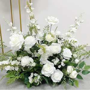 Arrangements floraux de style <span class=keywords><strong>jardin</strong></span> 50 cm, fleurs artificielles vert émeraude au toucher réel, centre de table en rangée de fleurs, fleurs d'allée de mariage, couleur terre cuite - Product Image 2