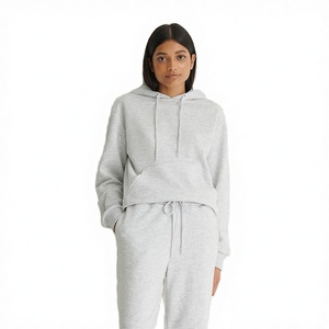 Sudadera con Capucha Extra Grande para Mujer, Color Gris Jaspeado, de Felpa, para Invierno, 100% Algodón Premium, Estilo Urbano, Informal, Holgada - Product Image 3