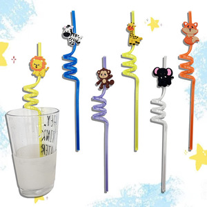 Ventes directes d'usine Animal Park Paille pour enfants de dessin animé créatif et à la mode avec bord PETG matériel accessoires en spirale - Product Image 5