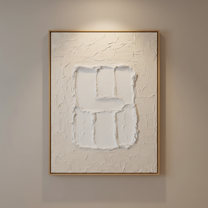 Peint à la main blanc rayures verticales moderne épais texturé toile pinceaux peinture 3D mur Art décor - Product Image 2