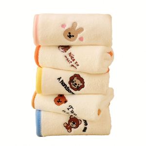 5 Toallas de Mano Cuadradas para Niños, de Felpa de Coral, Secado Rápido, con Estampado Animal, Gruesas, Suaves y Absorbentes - Product Image 1