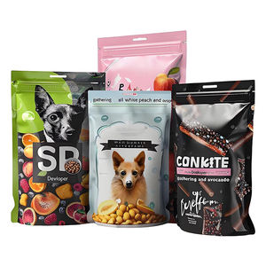 <span class=keywords><strong>Emballage</strong></span> alimentaire pour animaux de compagnie réutilisable imprimé sur mesure, sachet debout, fermeture à quatre soudures, fond épais, fermeture éclair, sac en mylar pour sushi, chewing-gum, recyclable - Product Image 1