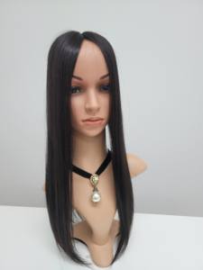 Perruque toupet en cheveux humains à clips de 20 pouces de long, lisse, noir naturel, brun, WIGTS, livraison rapide, style gratuit - Product Image 2