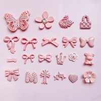 Breloques plates à dos plat en strass rose, motifs nœud et étoile, style Kawaii, pour coques de téléphone, coques d'iPad, accessoires capillaires, décorations de chaussures et loisirs créatifs DIY