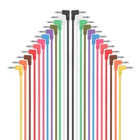 Câble audio mono jack 3,5 mm (1/8 po) coloré à angle de 90 degrés avec conducteur en cuivre nu et gaine non blindée