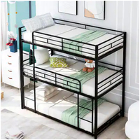 Lit ternaire en métal Lit superposé triple en métal robuste Cadre de lit pour chambre d'enfants Meubles